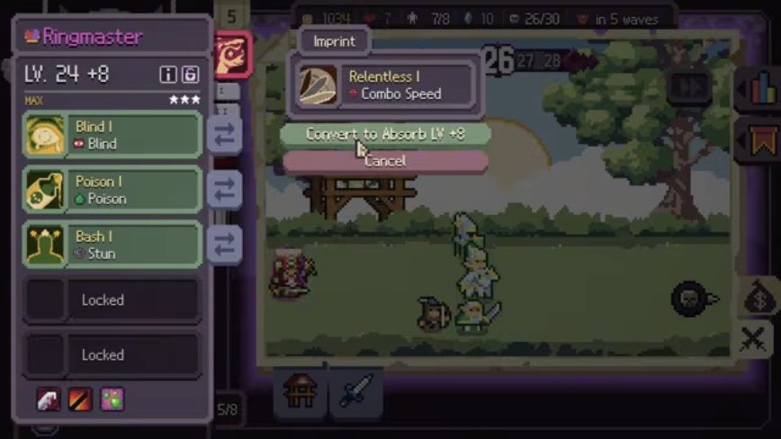 The Imprint offer is Relentless I Combo Speed, with Convert to Absorb Lv +8 underneath