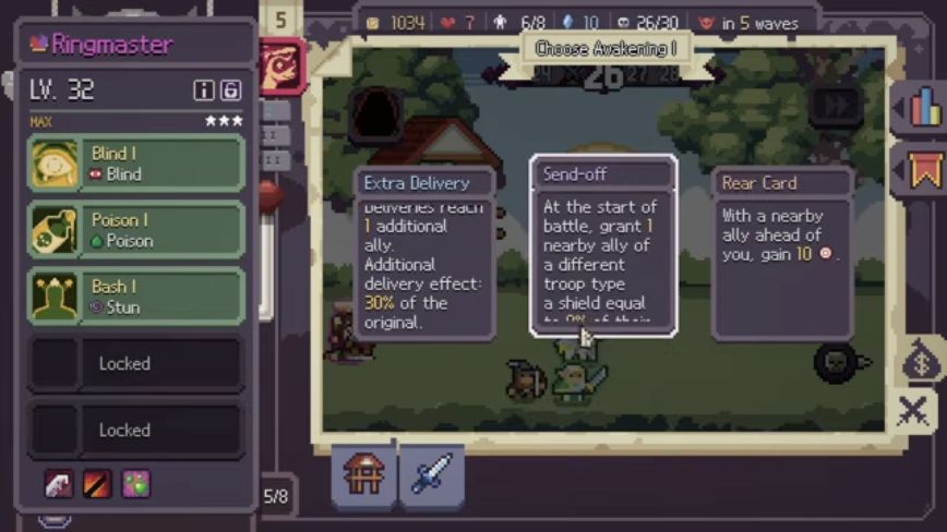 Ringmaster level 32 with Extra Delivery, Send-off and Rear Card awakening choices